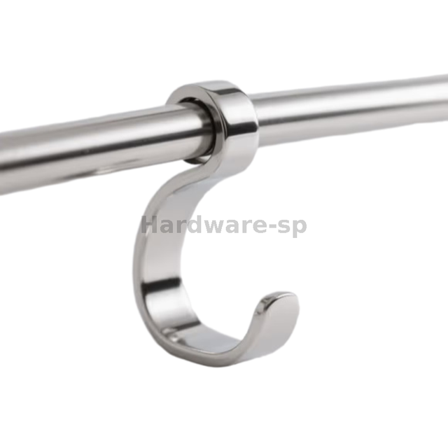 Stainless steel utility hook with rubber tip, 6cm depth - scratch-free tool hanging in workshops