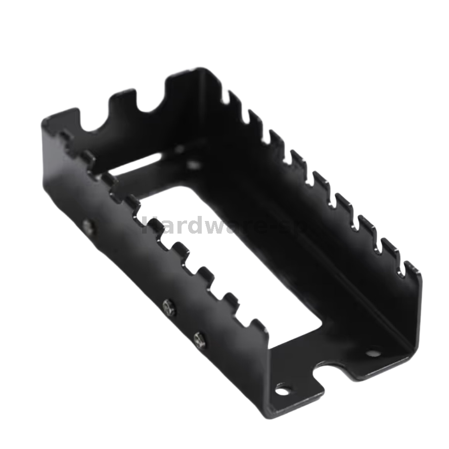 A sheet metal fabricated bracket with a powder - coated finish, formed from 3mm thick carbon steel and designed for heavy - duty equipment mounting