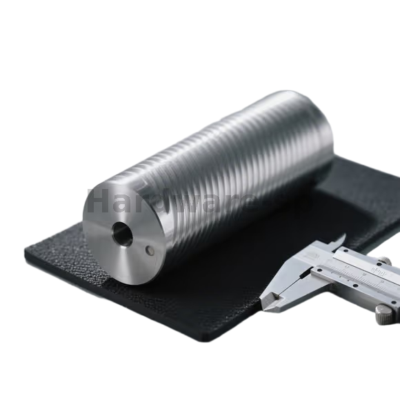 Aluminum alloy CNC threaded part with a ribbed surface and threads - enhanced strength industrial part