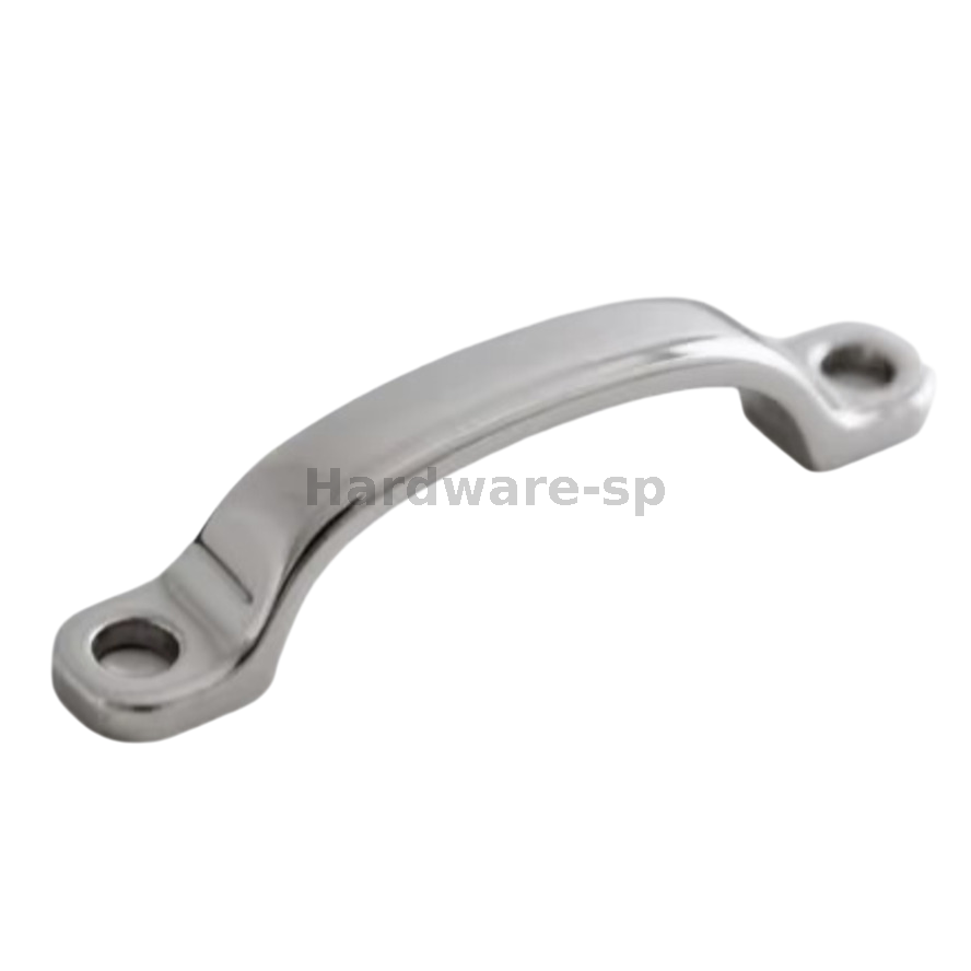 Stainless steel pull handle with a curved shape and a polished surface - suitable for use on glass doors or display cabinets
