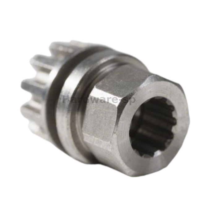 Close-up of a custom CNC milled aluminum component with complex cavities