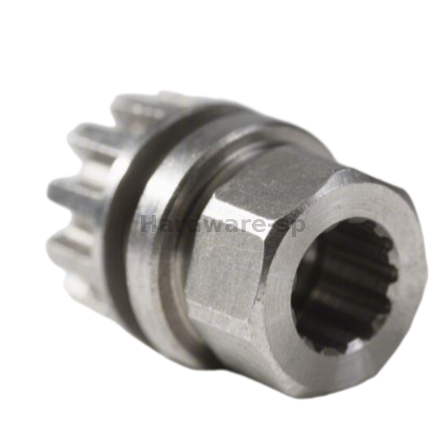Close-up of a custom CNC milled aluminum component with complex cavities