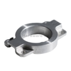 Close-up of CNC milling machine cutting aluminum block with carbide end mill
