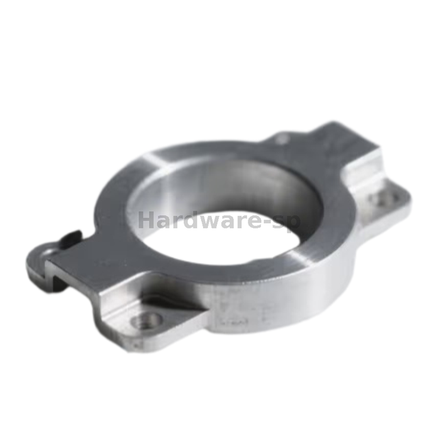 Close-up of CNC milling machine cutting aluminum block with carbide end mill