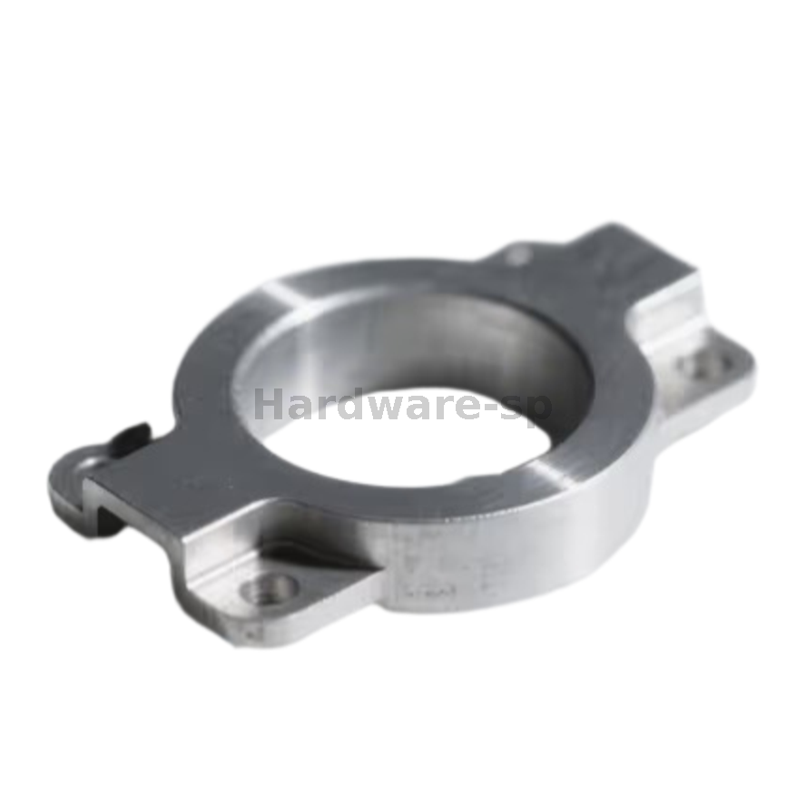 Close-up of CNC milling machine cutting aluminum block with carbide end mill