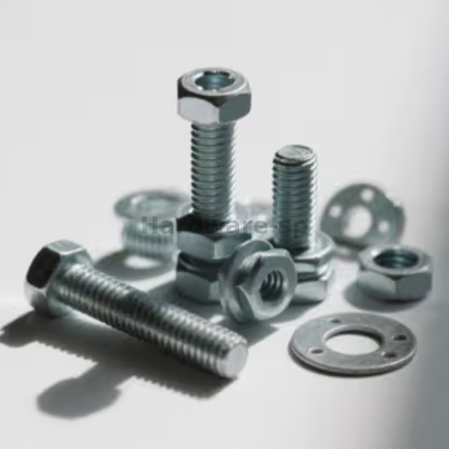 High-strength steel bolt and nut: M12 threaded fasteners for machinery assembly