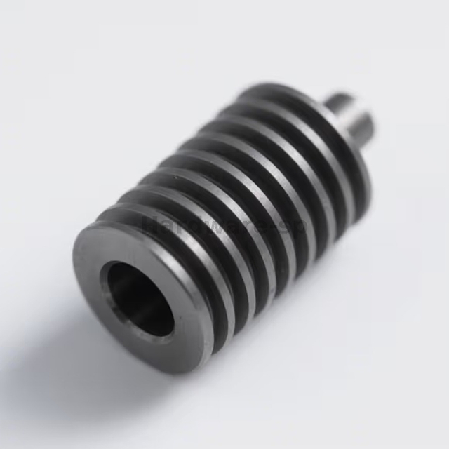 Technician inspecting a batch of CNC-threaded pipes using a thread gauge
